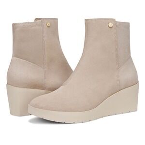 Vionic Skylar Womens 8 Wide Width Beige Suede Leather Wedge Ankle Boots Booties